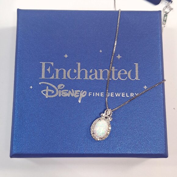 Disney Jewelry - Enchanted Disney Fine Jewelry Sterling Silver Diamond Opal Cinderella Necklace